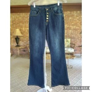 Heritage Falmer Blue 5 Button Fly Flared Jeans 6